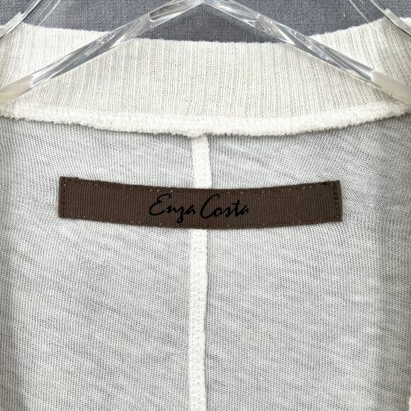 ENZA COSTA Cashmere Easy Cuffed U Neck Long Sleeve Top Womens Small Cream NEW - Picture 12 of 16
